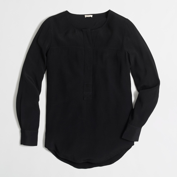 J. Crew Factory Covered-Button Crepe Henley Tunic - Picture 1 of 4